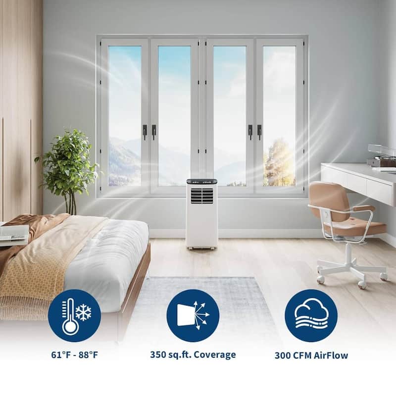 8000 BTUs Standing Portable Air Conditioner with Fan & Dehumidifier - N/A