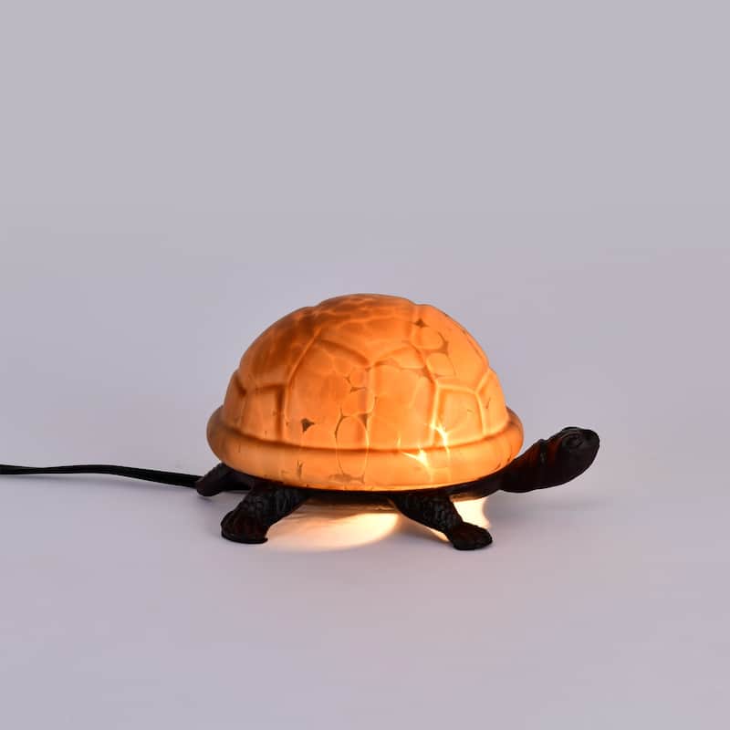 Warehouse of Tiffany Amber Turtle Accent Lamp