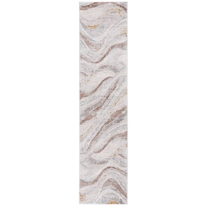 SAFAVIEH Palma Hellen Modern Abstract Rug - 2'2" x 9' Runner - Beige/Brown