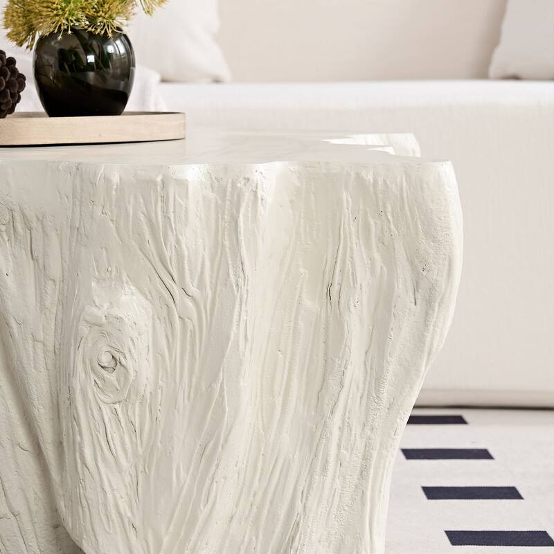 48.62" Unique Shape Sturdy Fiberglass Coffee Table for Living Room, No Need Assembly