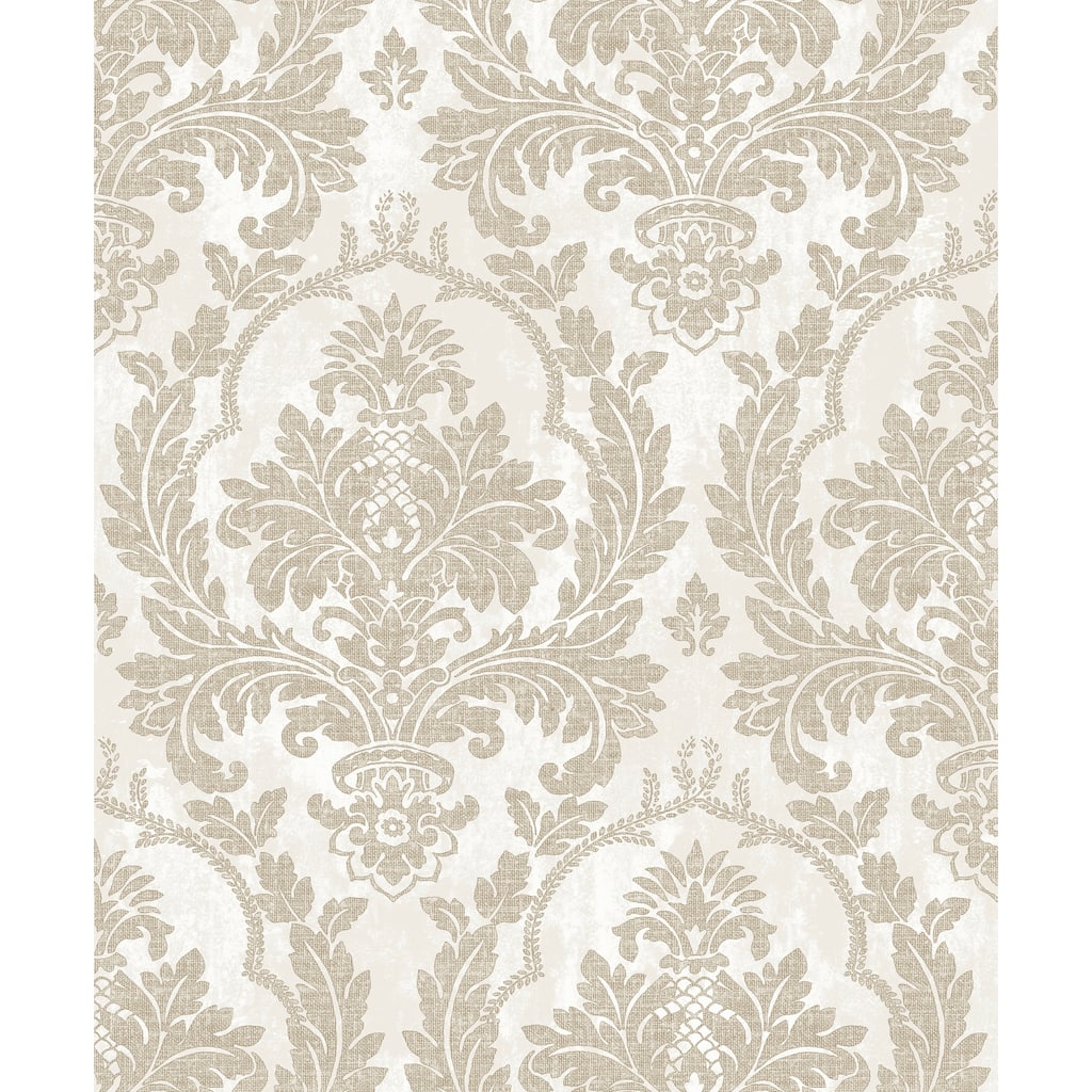 Galerie Wallcoverings Cottage Chic Large Damask Vinyl on Non-woven Metallic Wallpaper Roll
