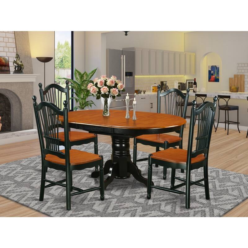 Vintage 5 Piece Dining Set - Linen White Table & Chairs - Kitchen Dining Room Set