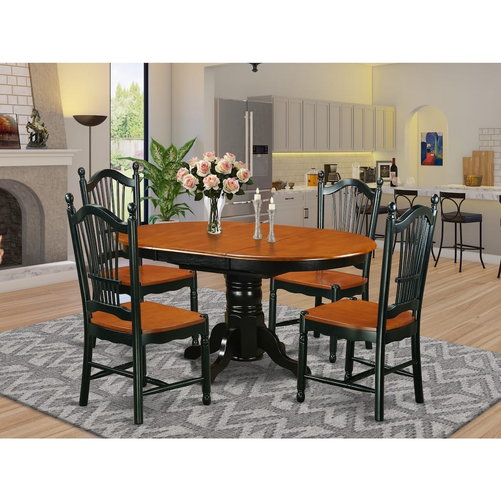Vintage 5 Piece Dining Set - Linen White Table & Chairs - Kitchen Dining Room Set