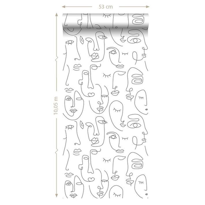 ESTA Home ESTA Home Sharona White Line Art Faces Wallpaper