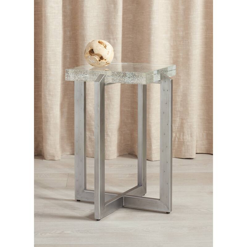 SAFAVIEH Couture Pixie Square Bubble Glass Accent Table - 15"W x 15"D x 21"H