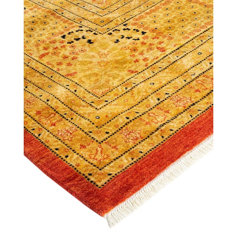Overton Handknotted Wool Vintage Inspired Traditional Mogul Orange Area Rug - 18' 7" x 11' 10"