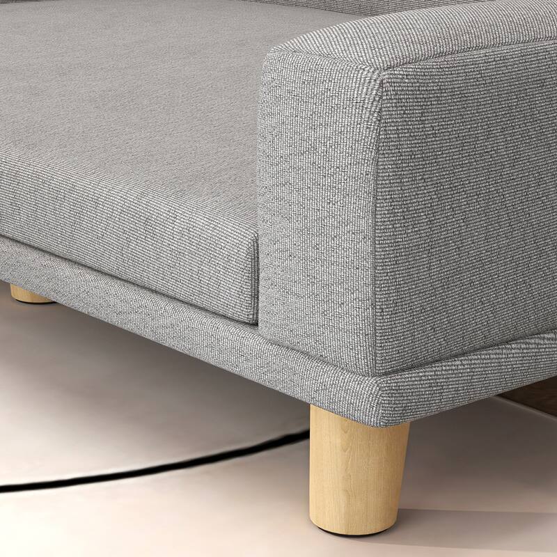 Elevated Dog Sofa with Removable Washable Cover Plush Gray Pet Couch Pine Wood Legs for Large Dogs - 38.6" W x 26.4" D x 9.8" H