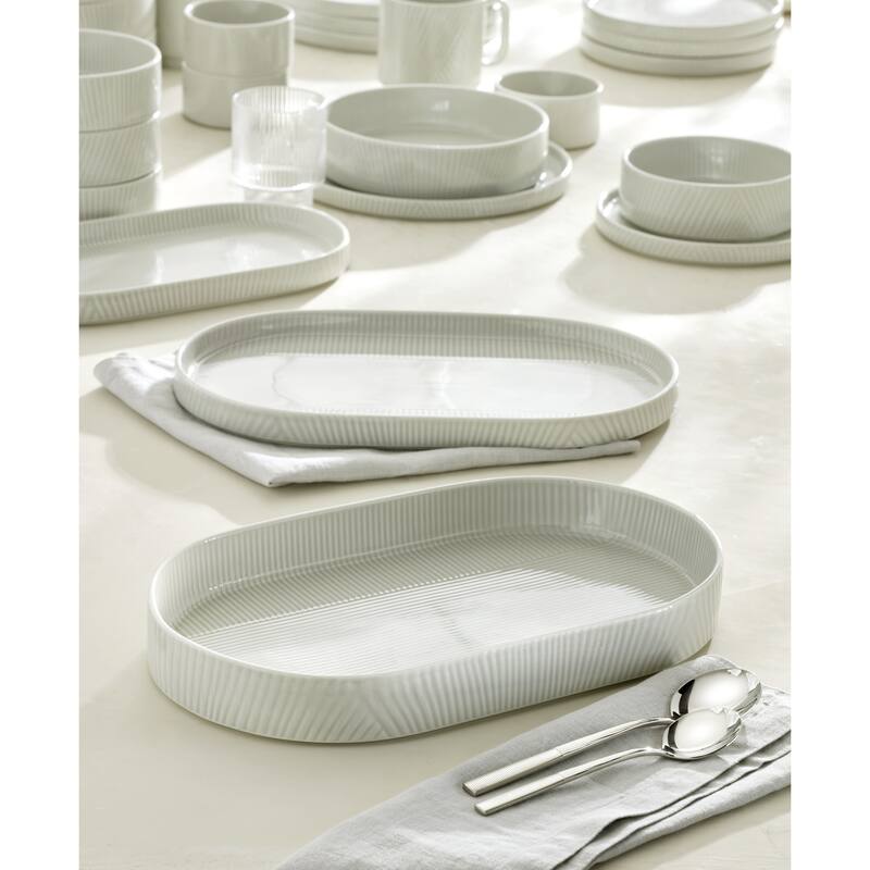 Lenox Modulus 2-Piece Serving Set, Oval Platter & Bowl - Bowl: 14.25" x 8.74" Platter: 14.25" x 8.82"