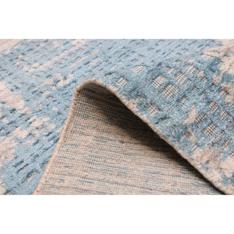 ECARPETGALLERY Hand Loomed Elysian Sky Blue Rug - 8'1 x 9'10
