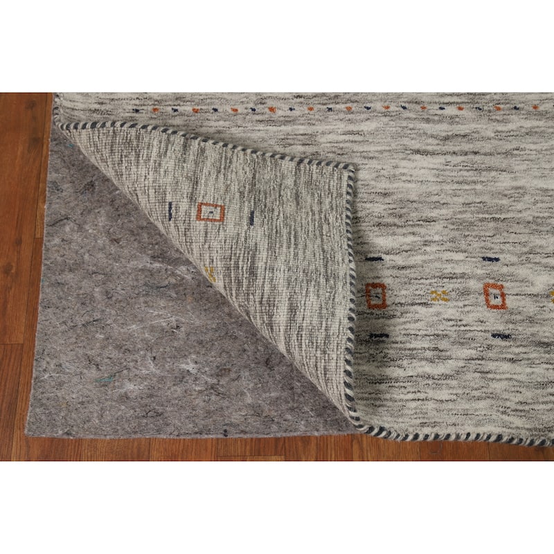 Tribal Gabbeh Oriental Rug Handmade Beige / Ivory Wool Carpet - 3'11" x 5'11"