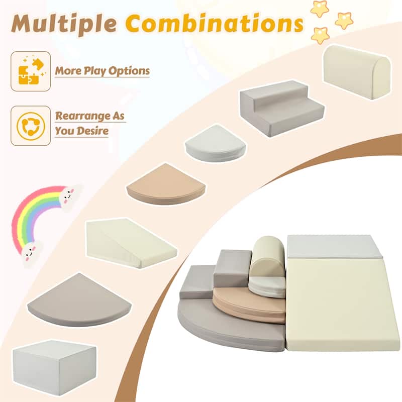 7 Piece Pizza Shape Foam Climbing Blocks for Toddlers