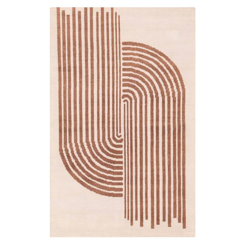 ECARPETGALLERY Hand-knotted Tangier Cream Wool Rug - 5'0 x 7'10