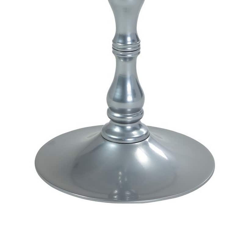 18 in. Silver Round Metal End Table, Durable Hourglass Frame