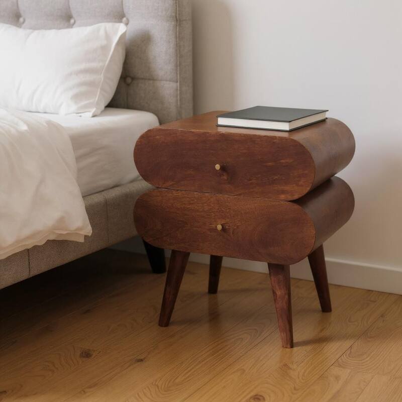 HomeRoots 20" Chestnut Solid Wood Two Drawer Nightstand - Chestnut - 2-drawer