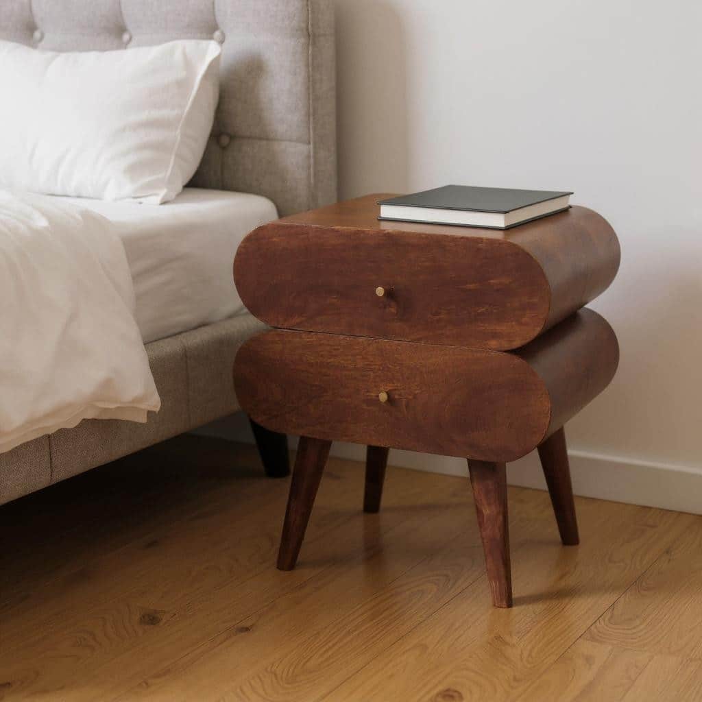 HomeRoots 20" Chestnut Solid Wood Two Drawer Nightstand