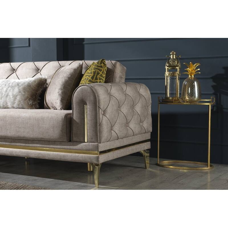 Lincove Velvet Upholstered Sofa - Durable Construction - Beige
