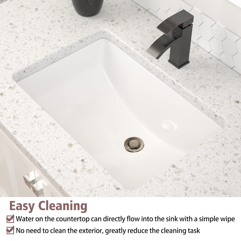 PROOX 20 in. Bathroom Rectangular Ceramic Undermount Sink