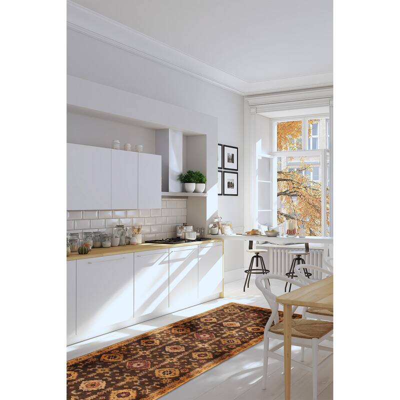 ECARPETGALLERY Hand-knotted Finest Agra Jaipur Dark Brown Wool Rug - 2'6 x 8'0