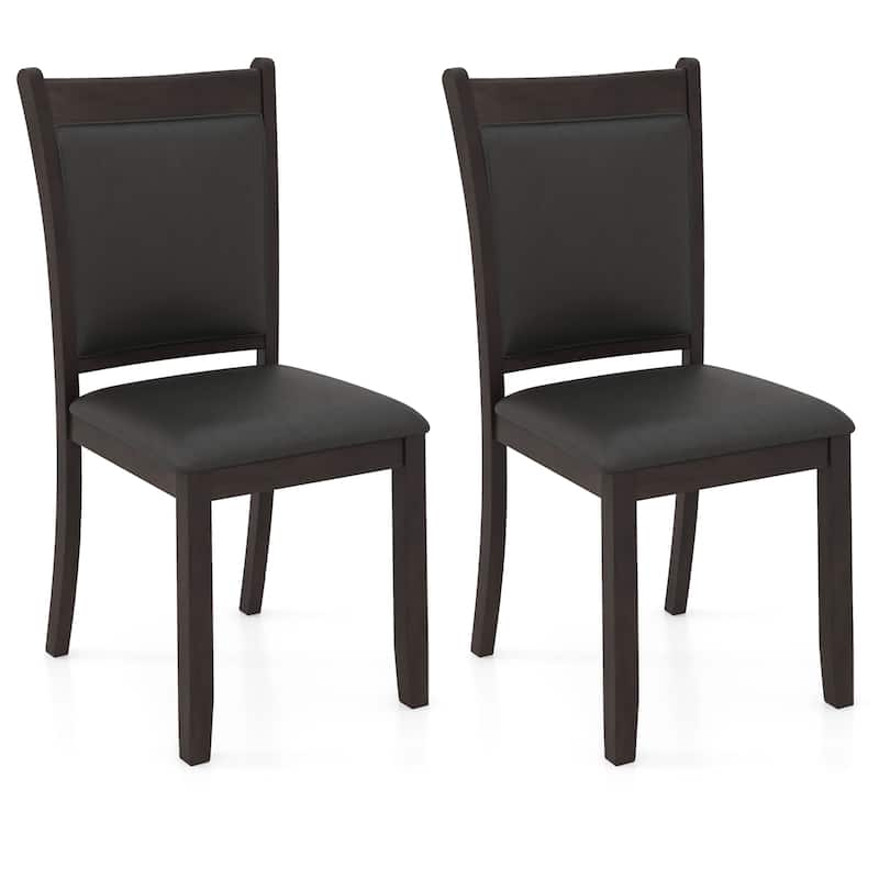 Gymax Faux Leather Upholstered Dining Chairs Set of 2 w/ Padded Seat - Grey - Set of 2