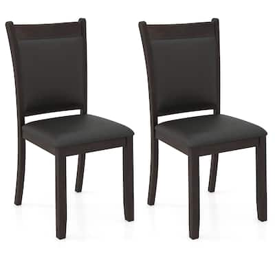Gymax Faux Leather Upholstered Dining Chairs Set of 2 w/ Padded Seat