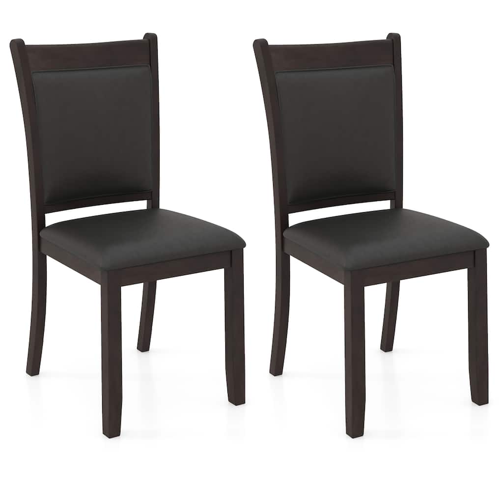 Gymax Faux Leather Upholstered Dining Chairs Set of 2 w/ Padded Seat