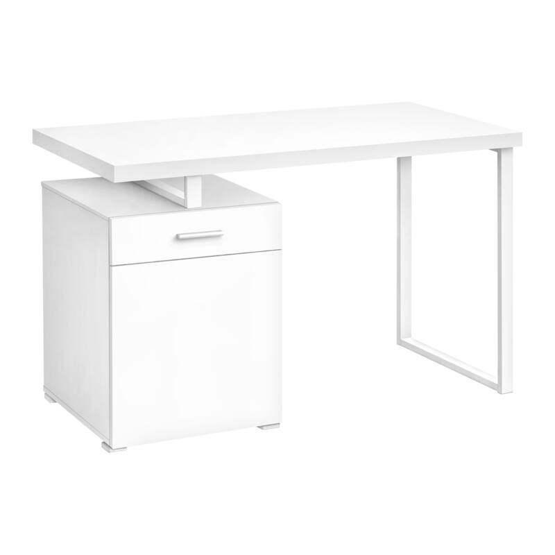 Modern Contemporary 48"L Computer Desk, with 1 Storage Drawers, Sturdy U-shaped Metal Leg, for Home Office - White