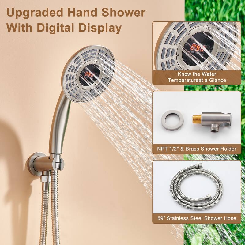 CASAINC Thermostatic Shower Faucet Shower System with 6 Body Jet