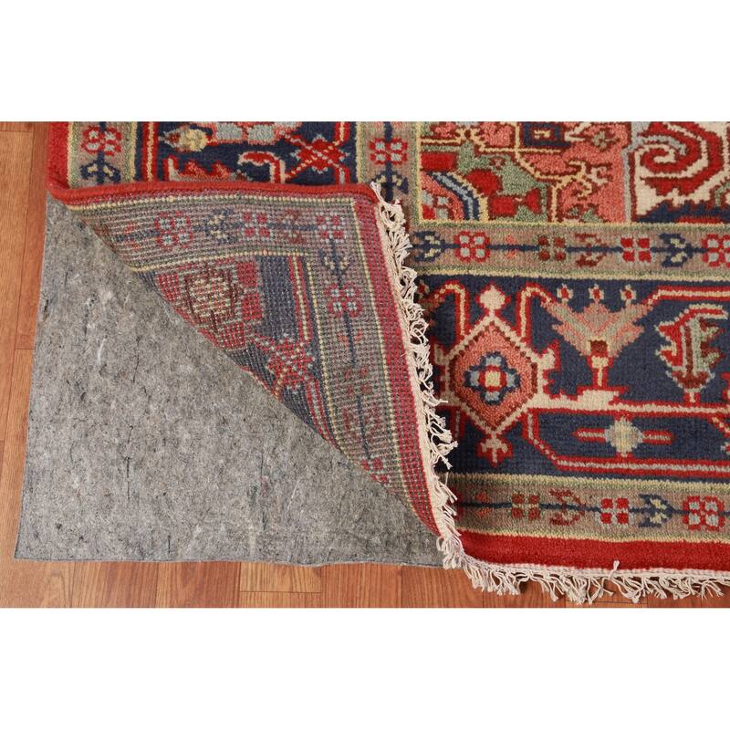 Hand Knotted Oriental 100% Wool Carpet Traditional Medallion Red Heriz (serapi) Area Rug - 9' 11'' X 7' 10''