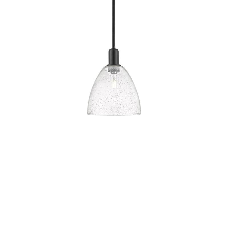 Innovations Lighting 716-1S-13-9 Bristol Pendant Bristol 9" Wide Mini - Matte Black / Seedy