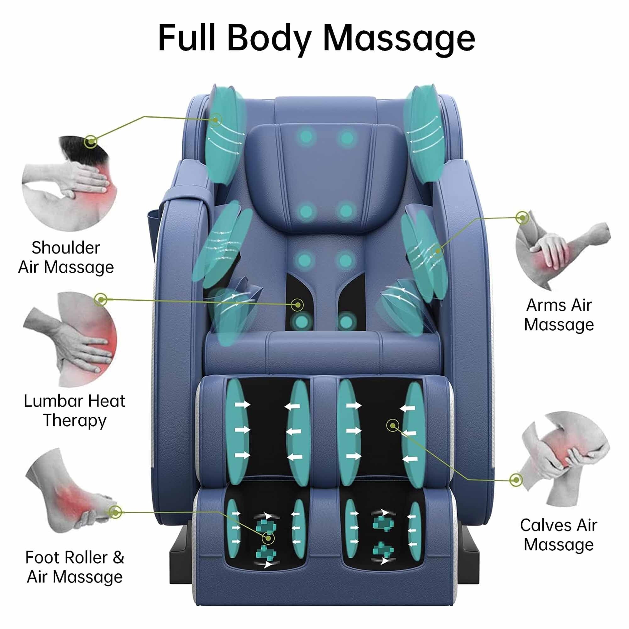 Real Relax Massage Chair, Full Body Recliner with Zero Gravity Chair, Air  Pressure, Bluetooth, Heat and Foot Roller Included, Brown 