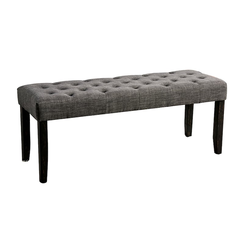 Fabric and Wood Dining Bench