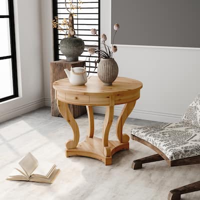 Curved Legs Farmhouse Small Size Round Dining Table End Table Side Table Coffee Table