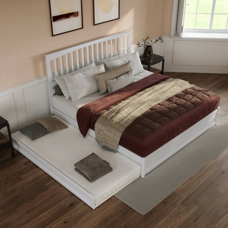 Everett Platform Bed with Panel Footboard and Twin XL Trundle