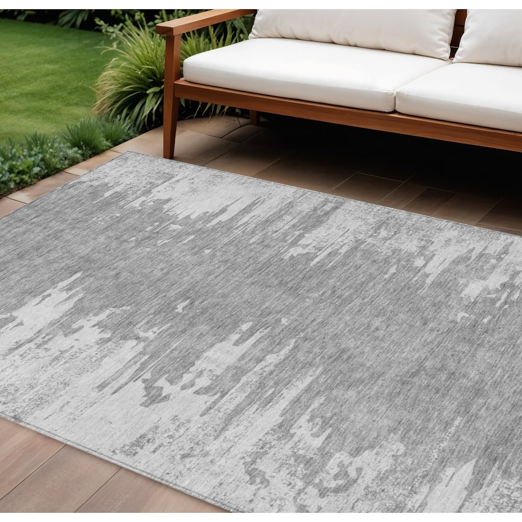 HomeRoots Abstract Transitional Rectangle Outdoor Rug