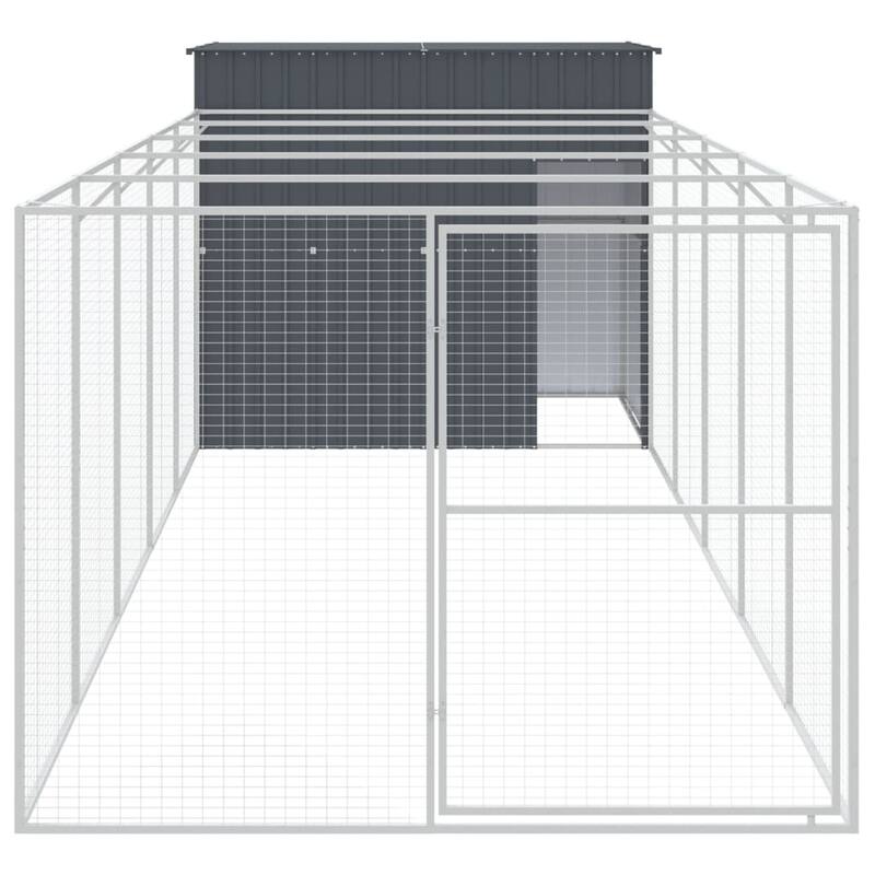 vidaXL Dog House with Run Light Gray/Anthracite multisize Galvanized Steel