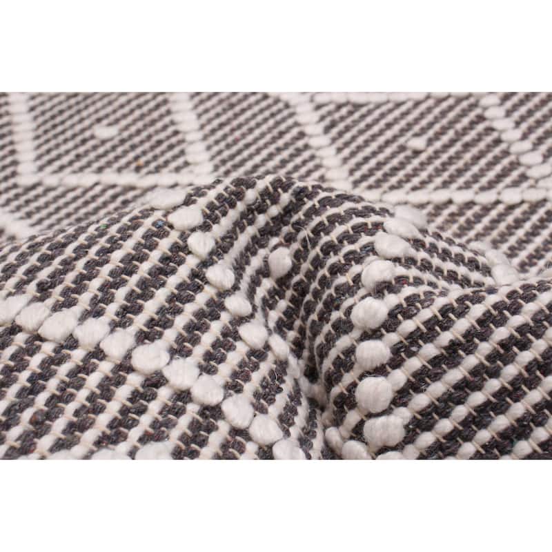 ECARPETGALLERY Braid weave Sienna Grey Wool Rug - 6'1 x 9'1