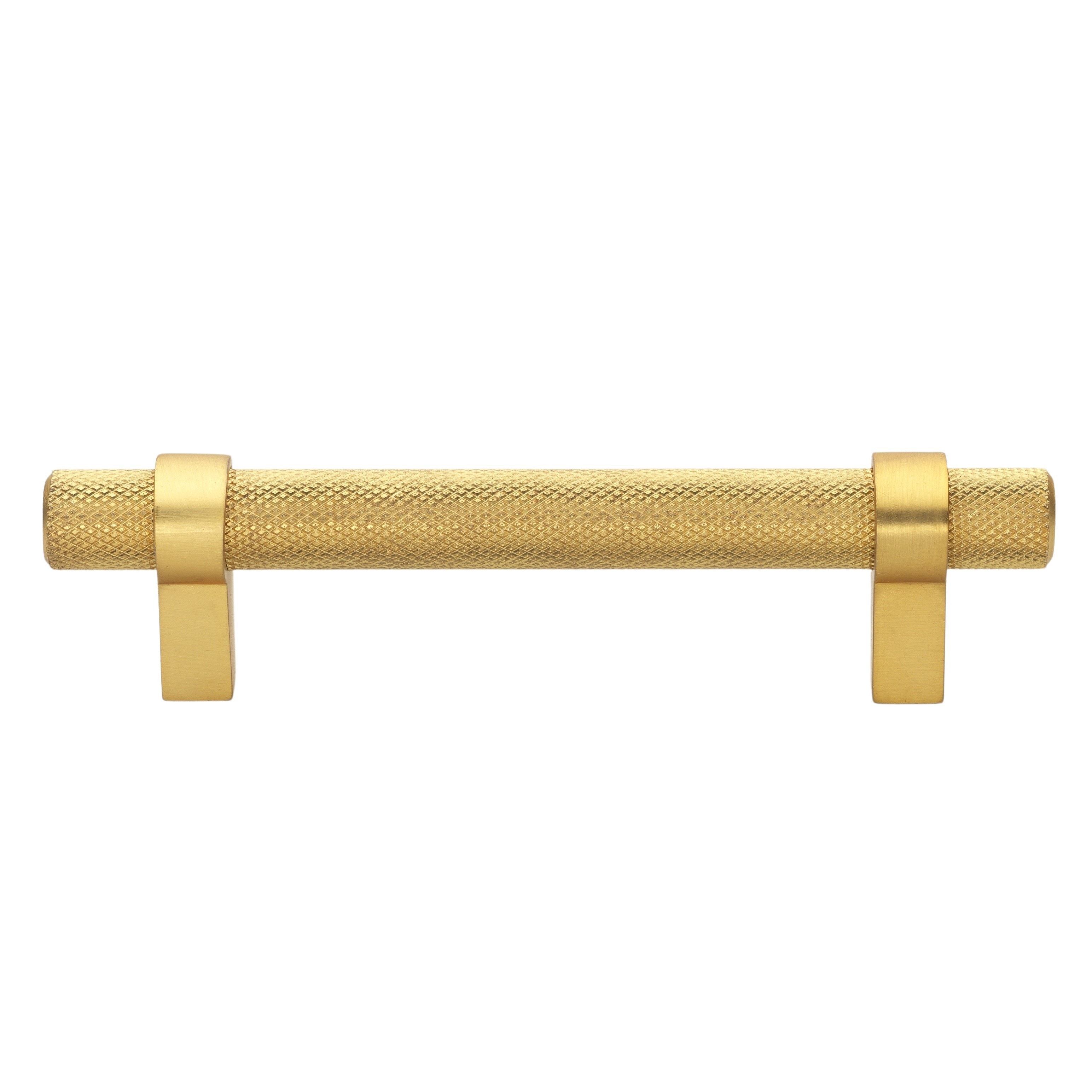 3.75 in Screw Center Solid Steel Knurled Euro Bar Pull (Pack of 10) - Brass Gold