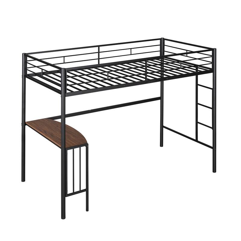 Twin Over Full Metal Bunk Bed with Desk and Ladder