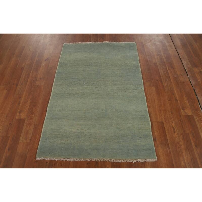 Gabbeh Modern Foyer Rug Hand-Knotted Solid Wool Carpet - 2'8"x 4'1"