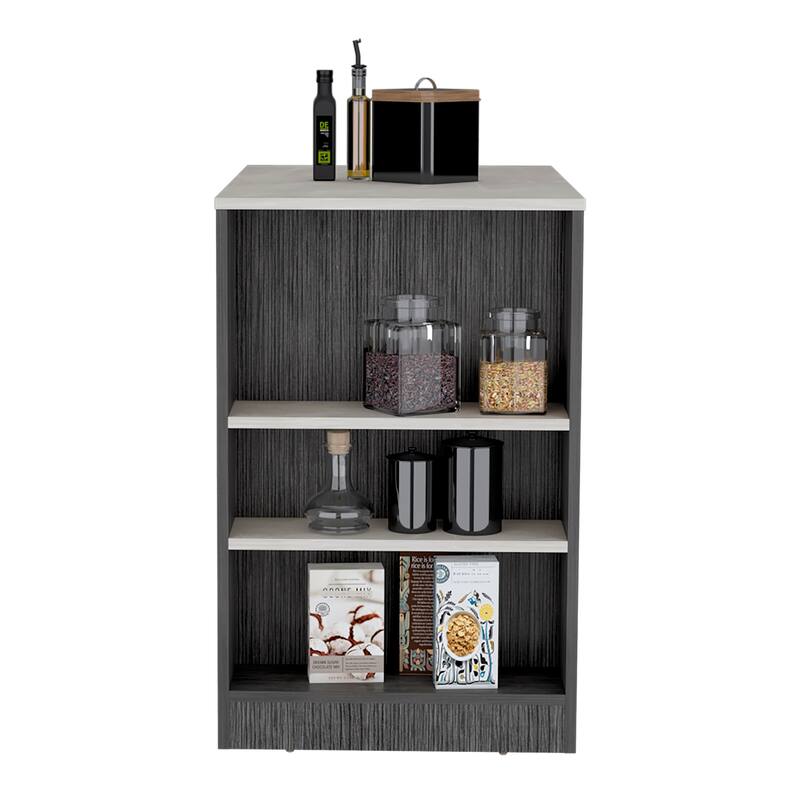 Kitchen Island, Kitchen Bar Table 36" H, 3-Side Shelves