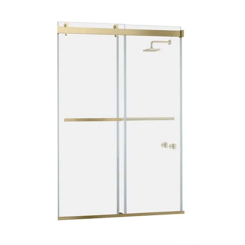 Spezia 60"W x 76"H Sliding Frameless Shower Door in Brushed Gold