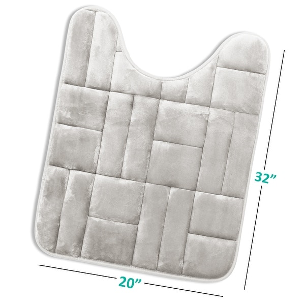 dimension image slide 25 of 28, Clara Clark Ultra Soft Non Slip and Absorbent Bath Rug - Tiled Velvet Memory Foam Bath Mat