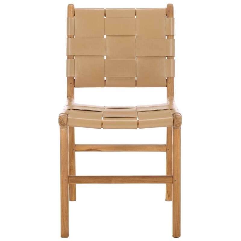 SAFAVIEH Couture Cassaphina Woven Leather Dining Chair - 18"W x 23"D x 34"H