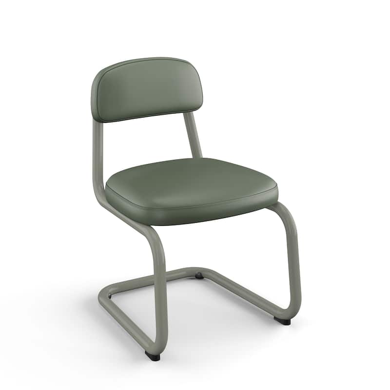 Amisco Flynn Upholstered Dining Chair with Metal Base - Green Faux Leather / Sage Green Metal