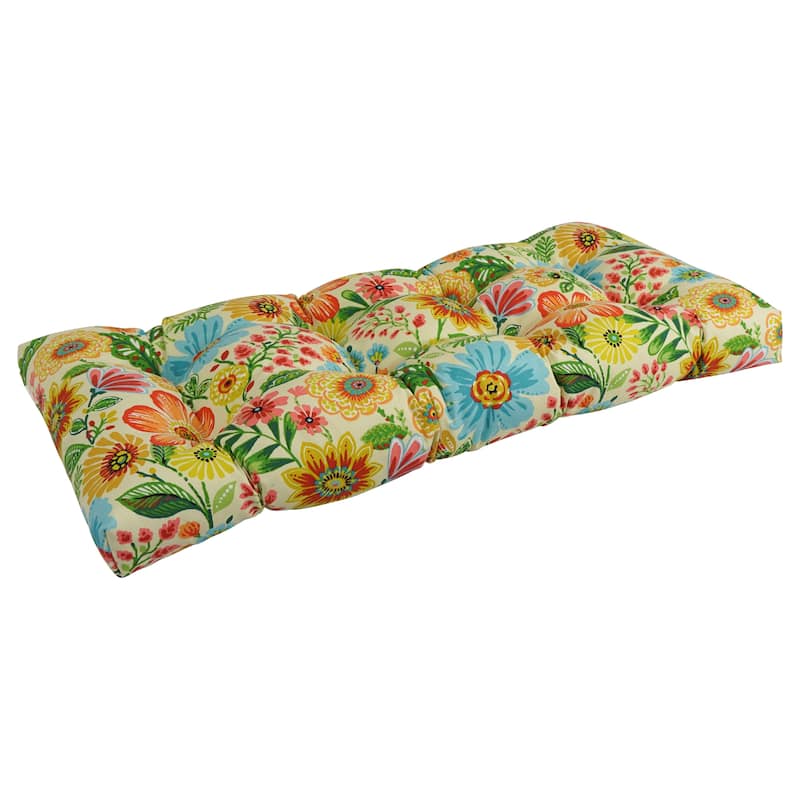 42-inch by 19-inch Tufted Indoor/Outdoor Loveseat/Bench Cushion - 19" x 42" - Gregoire Chamomile