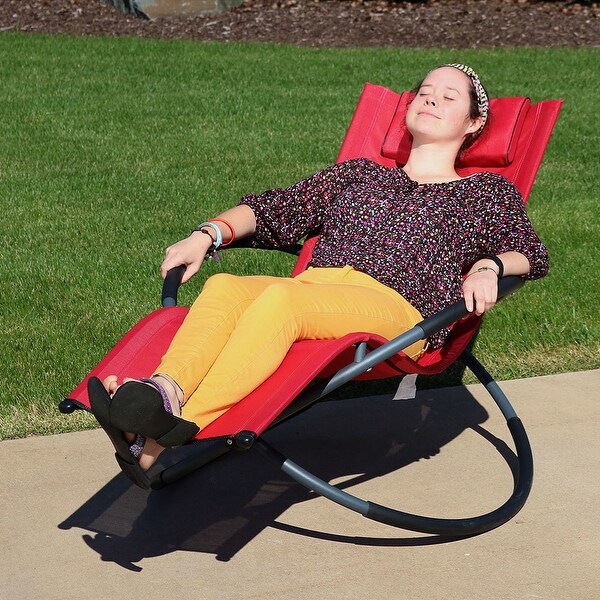Sunnydaze Orbital Folding Zero Gravity Rocking Lounger with Pillow