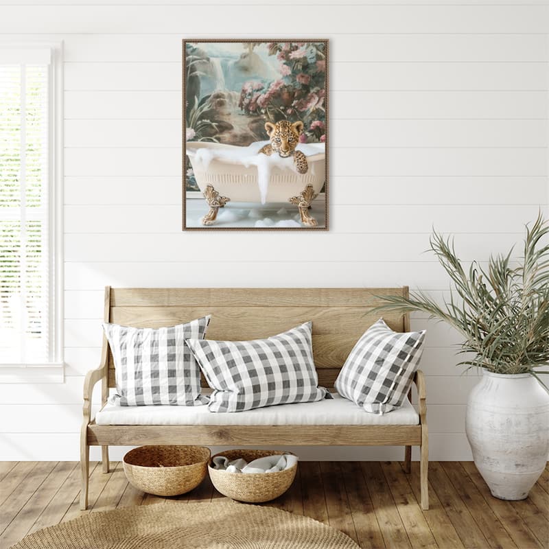 Leopard Spa Retreat by Niky Rahner Framed Canvas Wall Art