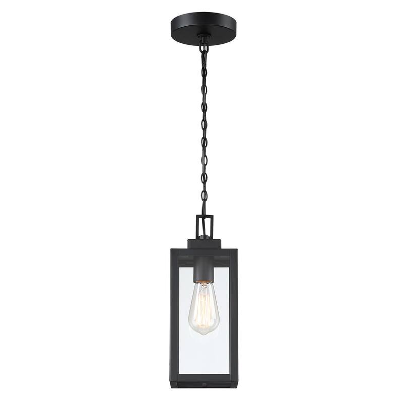 17" H 1-Light Outdoor Hanging Lantern Pendant Light-Dusk to Dawn could be chosen - 1-Pack 13-in - Black