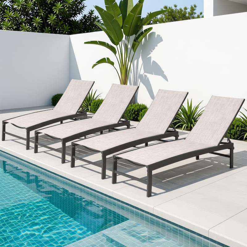 Outdoor Patio Adjustable Chaise Lounge Chairs