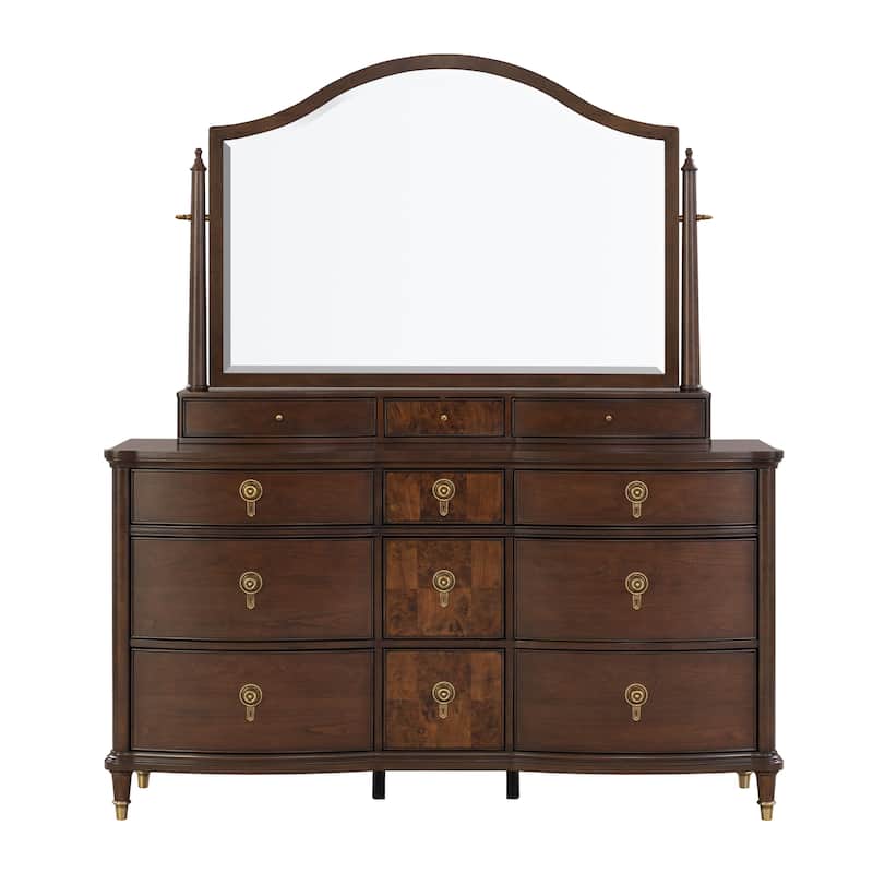 Furniture of America Prylen Modern Dark Cherry 5-Piece Solid Wood Bedroom Set with LED Reading Lights